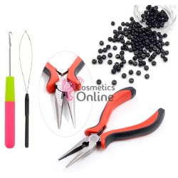 Set Nano Ring Extensii Par cu 100 Inele cu silicon Brunet + Cleste, Iglita si Croseta NR002AA